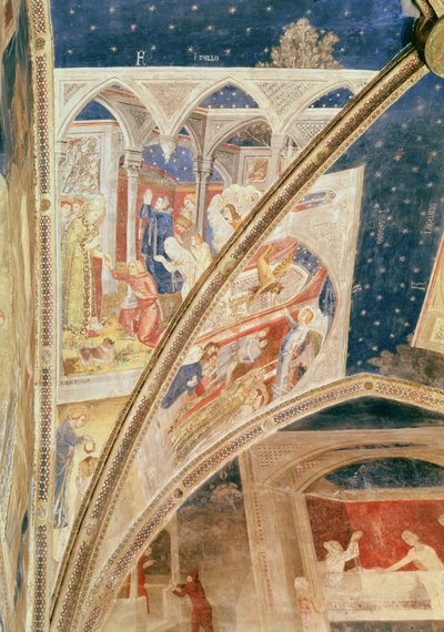 Die Auferstehung des Sohnes von Nerva, Herr von Tulle, Detail aus der Decke der Kapelle des Tinel mit Szenen aus dem Leben des St. Martial, 1344-45 von Matteo di Giovanetto da Viterbo